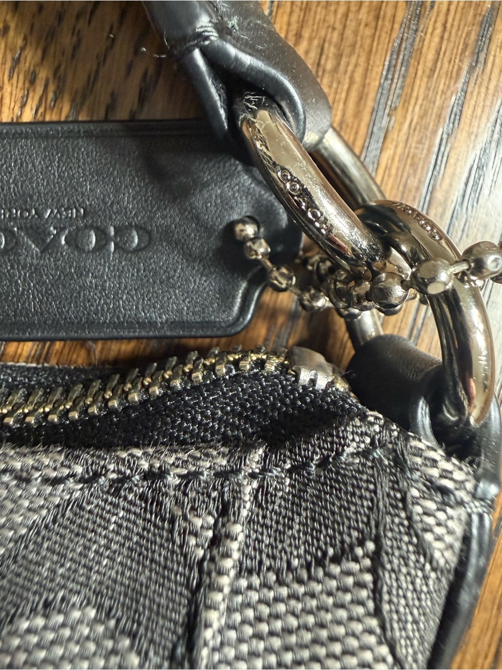 Coach East/West Celeste Hobo Shoulder Bag Purse Black Smoke Signature Canvas EUC - Picture 16 of 16